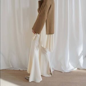 ARJE Women’s The Tess Flare Pants Cream Size S Bell Bottom Trousers Dress Pants